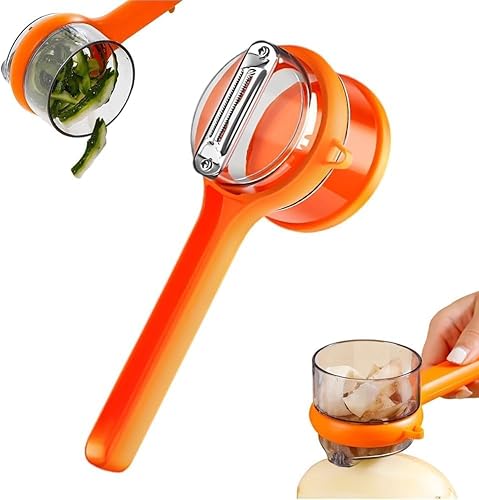 New with Box Storage Kitchen Special Fruit Peeler, Peeling Knife with Storage Box,Double-Sided Stainless Steel Multi-function Peeler for Home Kitchen，For Everyday Fruit and Vegetables Cooking (orange)