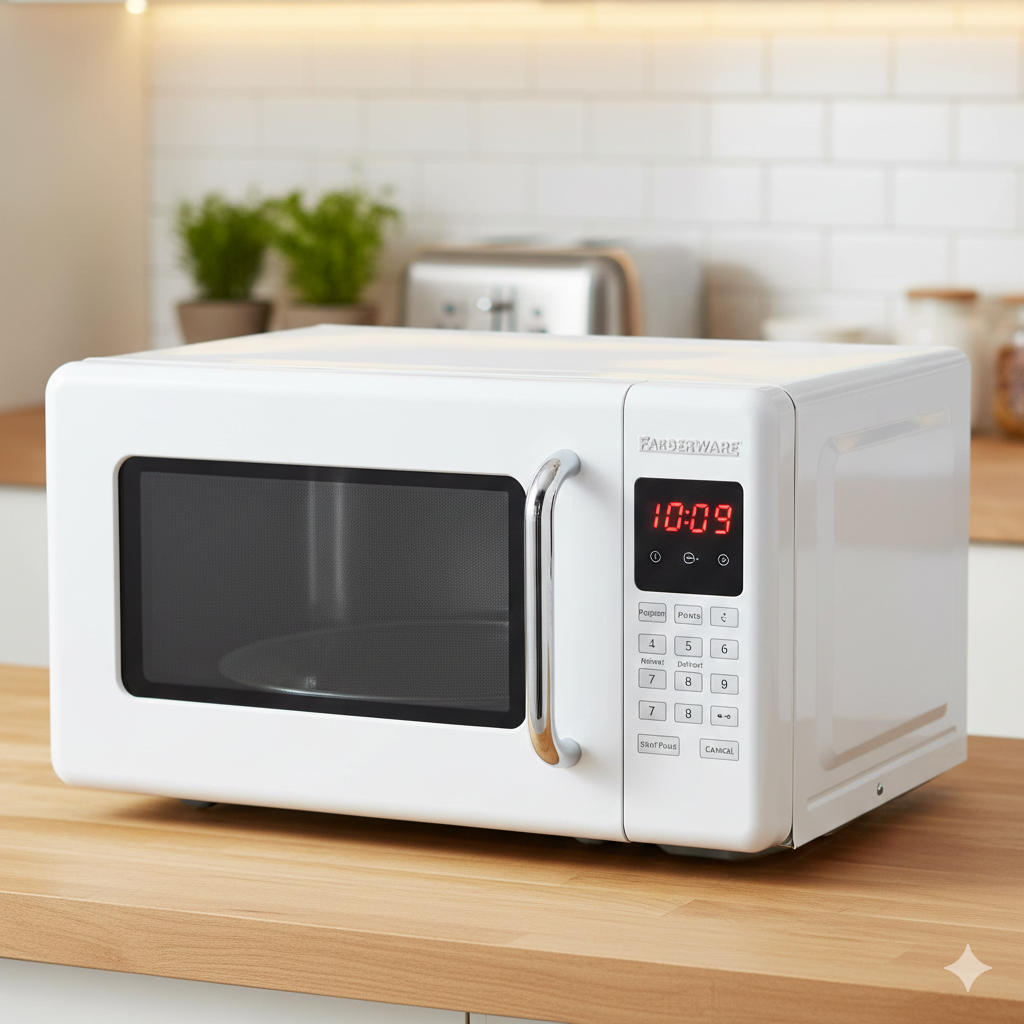 A modern kitchen setup featuring the best air fryer alternatives and compact microwave ovens.