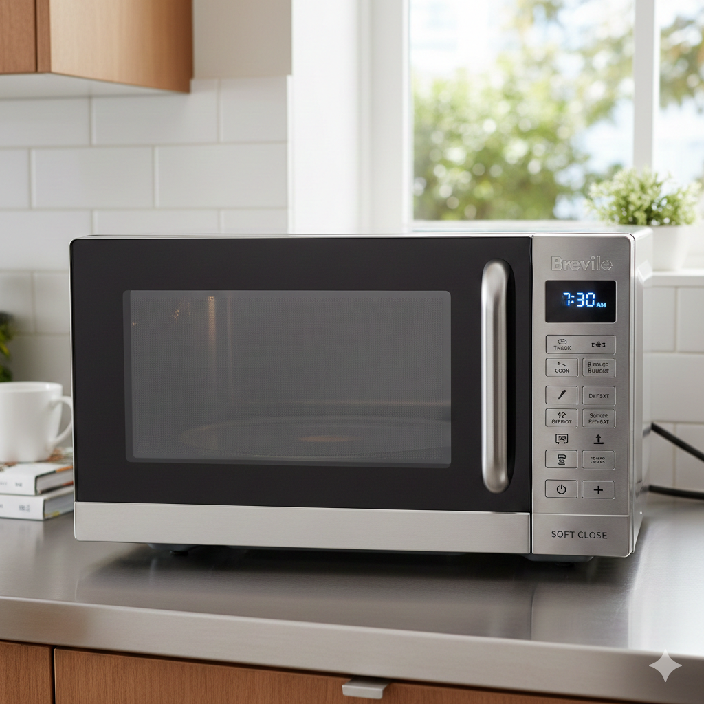 A modern kitchen setup featuring the best air fryer alternatives and compact microwave ovens.